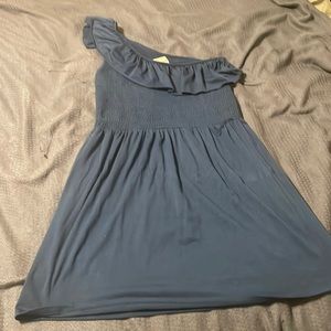 Navy blue, one shoulder dress